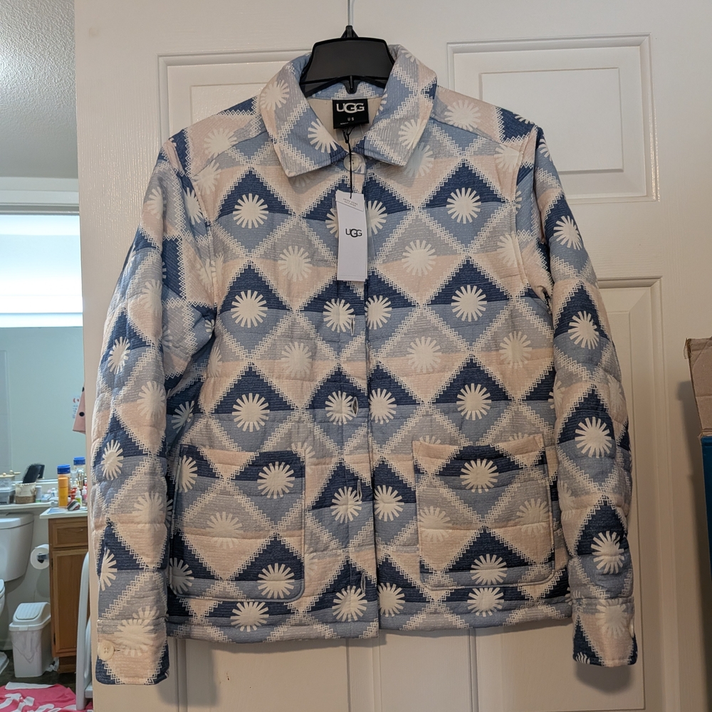 UGG Women's Geometric Blue and Cream Jacket